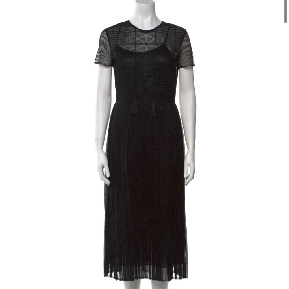 Salvatore Ferragamo Black Sheer Midi Dress